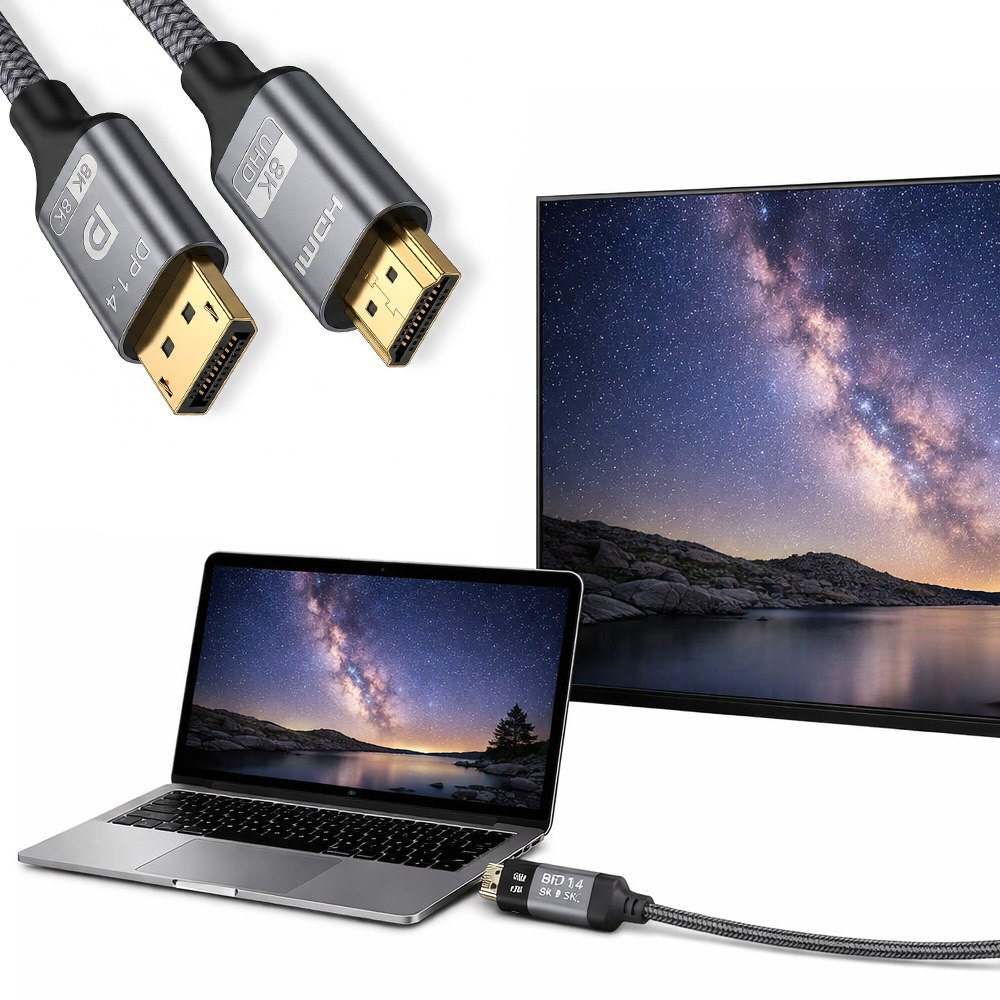 CABLE CONVERTIDOR DISPLAYPORT A HDMI 8K ULTRA HD TRENZADO 2 METROS S2086 - 3