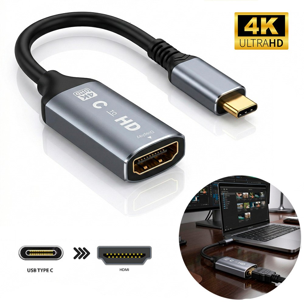 ADAPTADOR CONVERTIDOR USB TIPO-C A HDMI 4K ULTRA HD (20 CM) SANTOFA ELECTRONICS S2089 - 3
