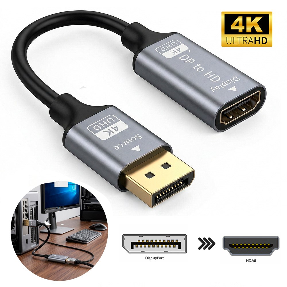 ADAPTADOR CONVERTIDOR USB TIPO-C A HDMI 4K ULTRA HD 20 CM PLUG Y PLAY ALUMINIO SANTOFA ELECTRONICES S2089 - 6