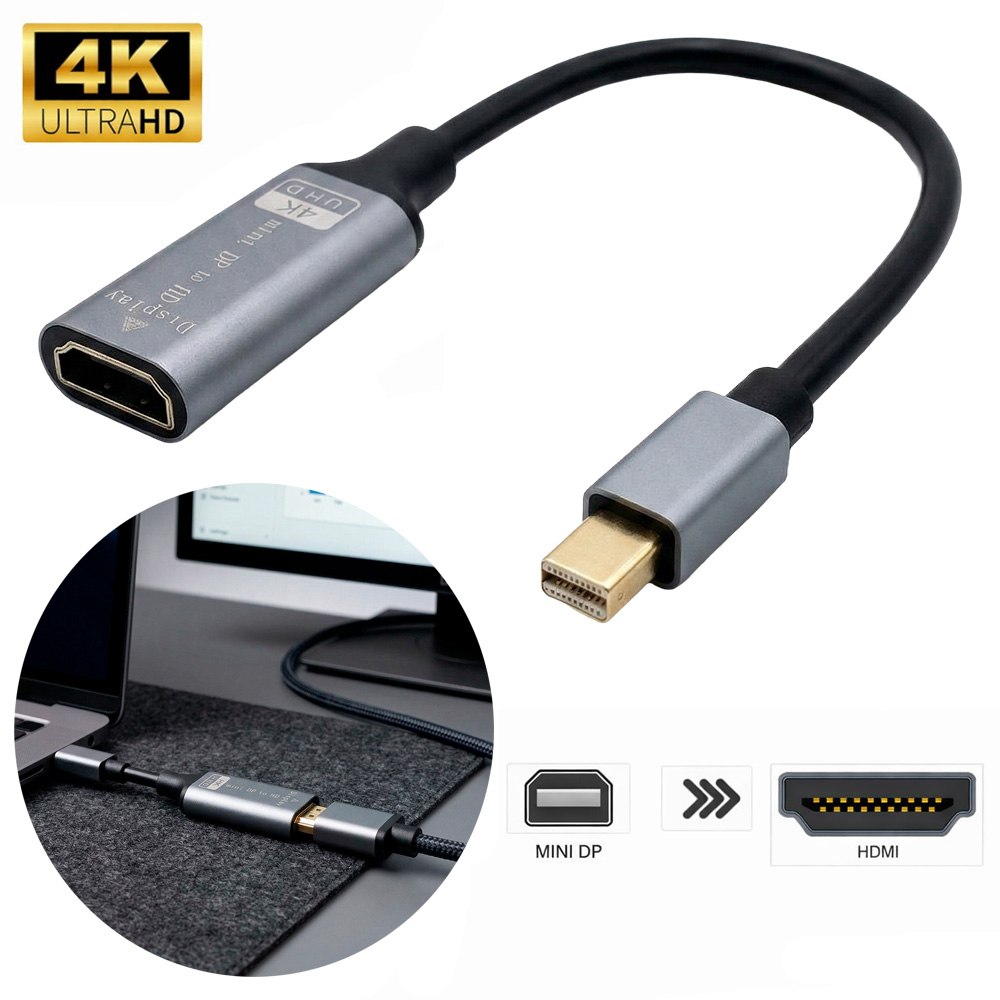 ADAPTADOR CONVERTIDOR MINI DISPLAYPORT A HDMI 4K ULTRA HD 20 CM ALUMINIO SANTOFA ELECTRONICS S2091 - 4