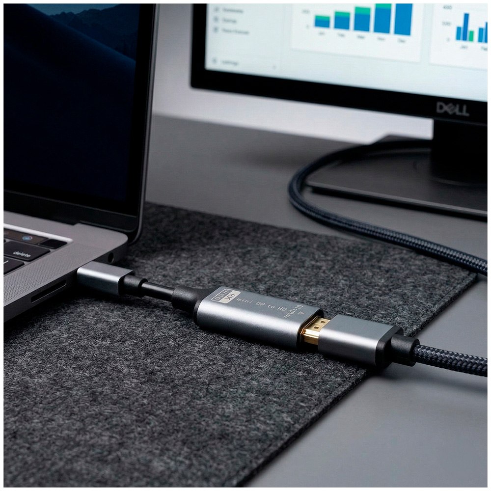 ADAPTADOR CONVERTIDOR MINI DISPLAYPORT A HDMI 4K ULTRA HD 20 CM ALUMINIO SANTOFA ELECTRONICS S2091 - 5