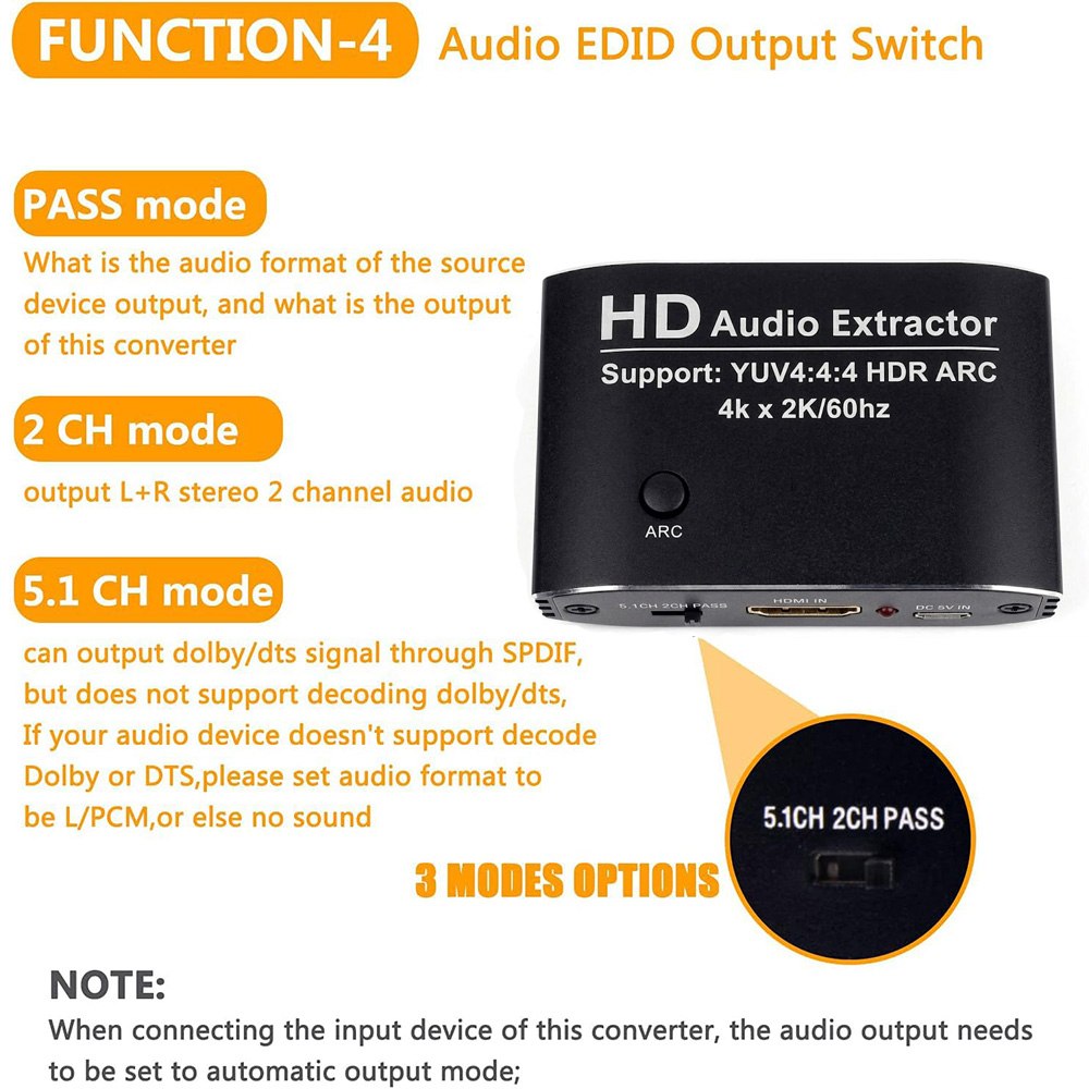 EXTRACTOR DE AUDIO HDMI 4K A 60HZ CON ARC (SALIDA ÓPTICA SPDIF Y 3.5MM) SANTOFA ELECTRONICS S2097 - 7