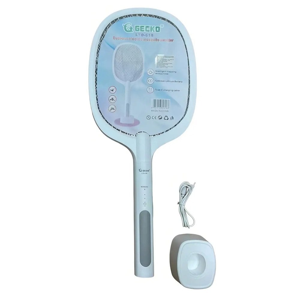 RAQUETA ELÉCTRICA ANTIMOSQUITOS 2 EN 1 CON LÁMPARA UV Y BASE DE CARGA SANTOFA ELECTRONICS S2102 - 1