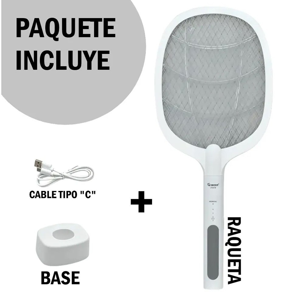 RAQUETA ELÉCTRICA ANTIMOSQUITOS 2 EN 1 CON LÁMPARA UV Y BASE DE CARGA SANTOFA ELECTRONICS S2102 - 4
