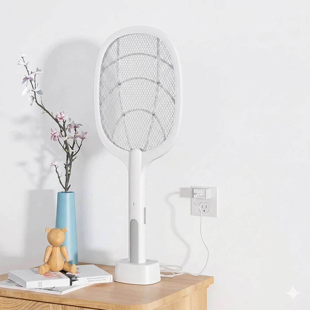 RAQUETA ELÉCTRICA ANTIMOSQUITOS 2 EN 1 CON LÁMPARA UV Y BASE DE CARGA SANTOFA ELECTRONICS S2102 - 5