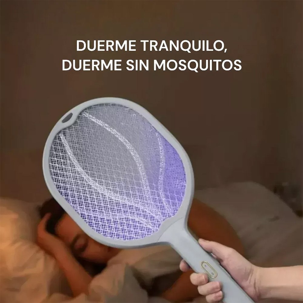 RAQUETA ELÉCTRICA ANTIMOSQUITOS 2 EN 1 CON LÁMPARA UV Y BASE DE CARGA SANTOFA ELECTRONICS S2102 - 6