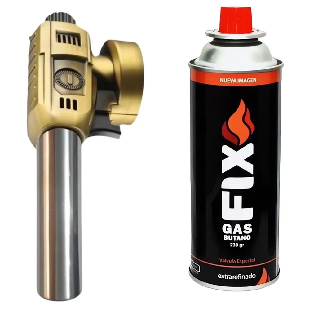 KIT MINI SOPLETE FLAMEADOR PROFESIONAL COCINA ADAPTABLE PARA GAS BUTANO + GAS SANTOFA ELECTRONICS S2046 - 1