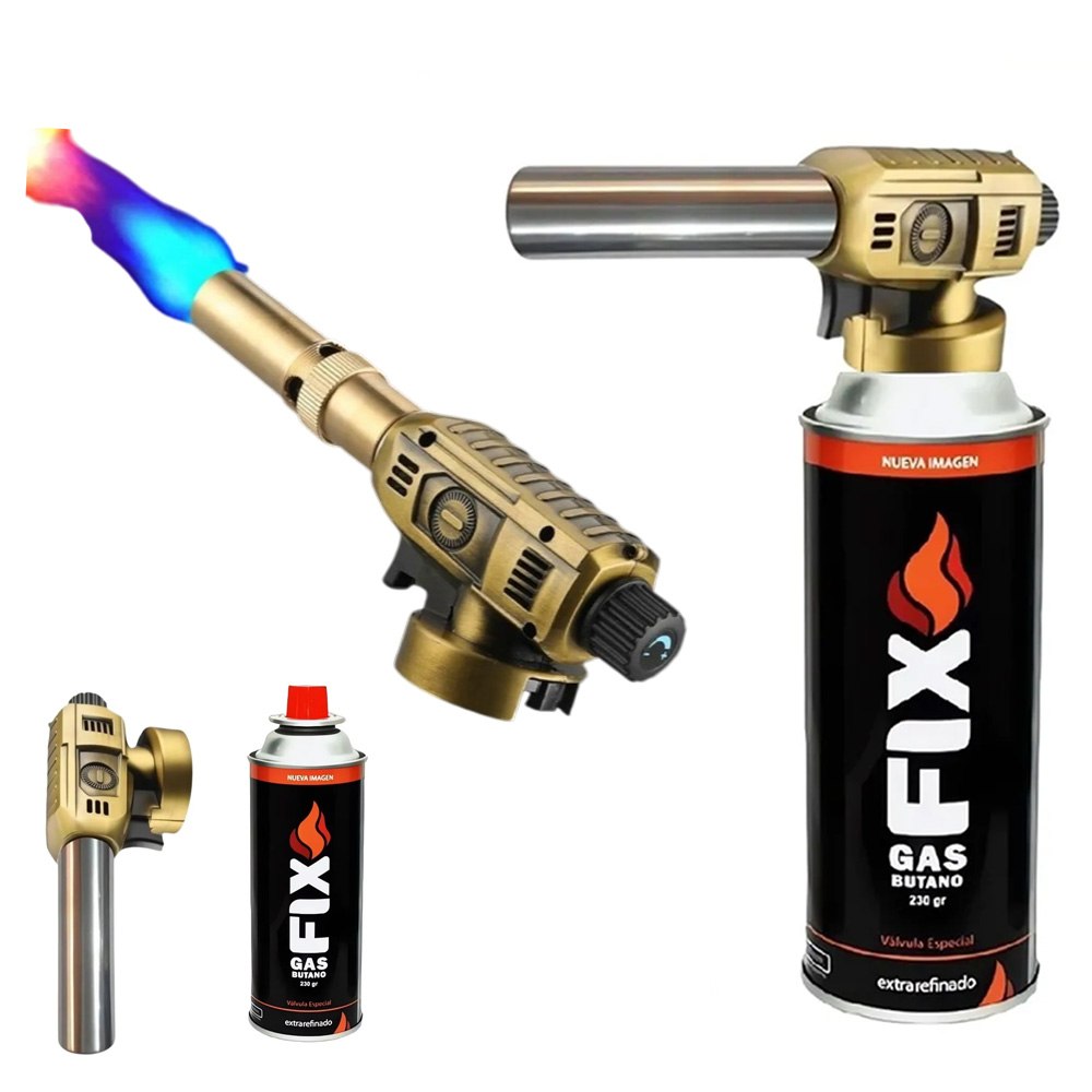 KIT MINI SOPLETE FLAMEADOR PROFESIONAL COCINA ADAPTABLE PARA GAS BUTANO + GAS SANTOFA ELECTRONICS S2046 - 2