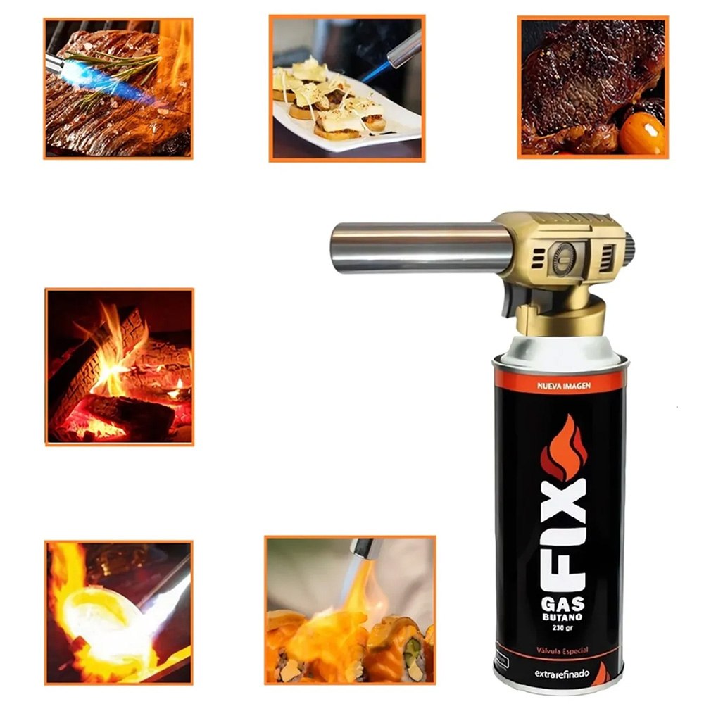 KIT MINI SOPLETE FLAMEADOR PROFESIONAL COCINA ADAPTABLE PARA GAS BUTANO + GAS SANTOFA ELECTRONICS S2046 - 3