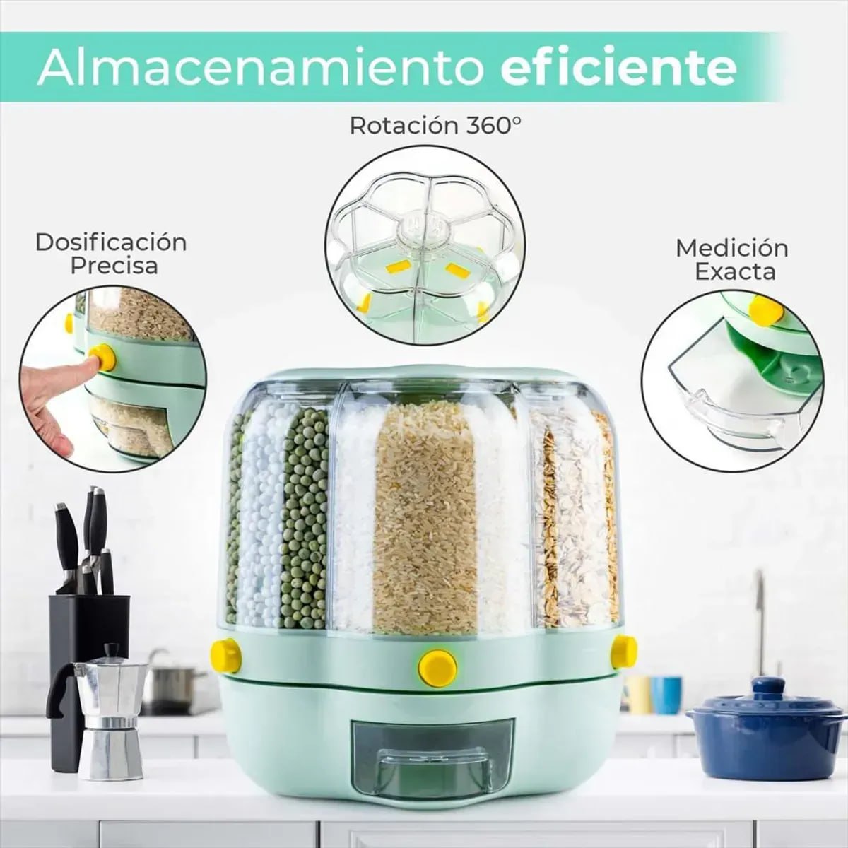 DISPENSADOR GIRATORIO DE MENESTRAS Y CEREALES 360° SMART ORGANIZER (7L)  SANTOFA ELECTRONICS S2123 / S2124 - 5