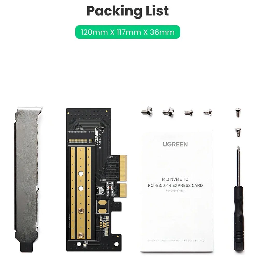 ADAPTADOR TARJETA PCIE 3.0 X4 A M.2 NVME SSD UGREEN 32 GBPS SANTOFA ELECTRONICS  S2104 - 3