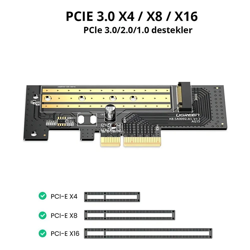 ADAPTADOR TARJETA PCIE 3.0 X4 A M.2 NVME SSD UGREEN 32 GBPS SANTOFA ELECTRONICS  S2104 - 7