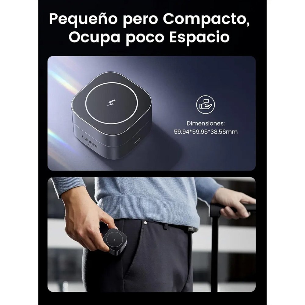 ESTACIÓN DE CARGA INALÁMBRICA MAGNÉTICA PLEGABLE UGREEN 2 EN 1 (15W) SANTOFA ELECTRONICS S2105 - 6