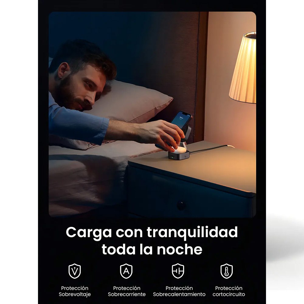 ESTACIÓN DE CARGA INALÁMBRICA MAGNÉTICA PLEGABLE UGREEN 2 EN 1 (15W) SANTOFA ELECTRONICS S2105 - 8