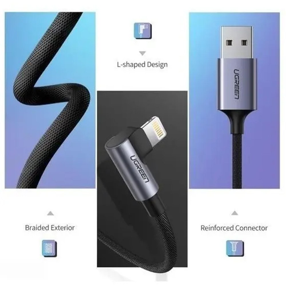 CABLE UGREEN USB-A A LIGHTNING 90° CERTIFICADO MFI 1 METRO SANTOFA ELECTRONICS S2106 - 9