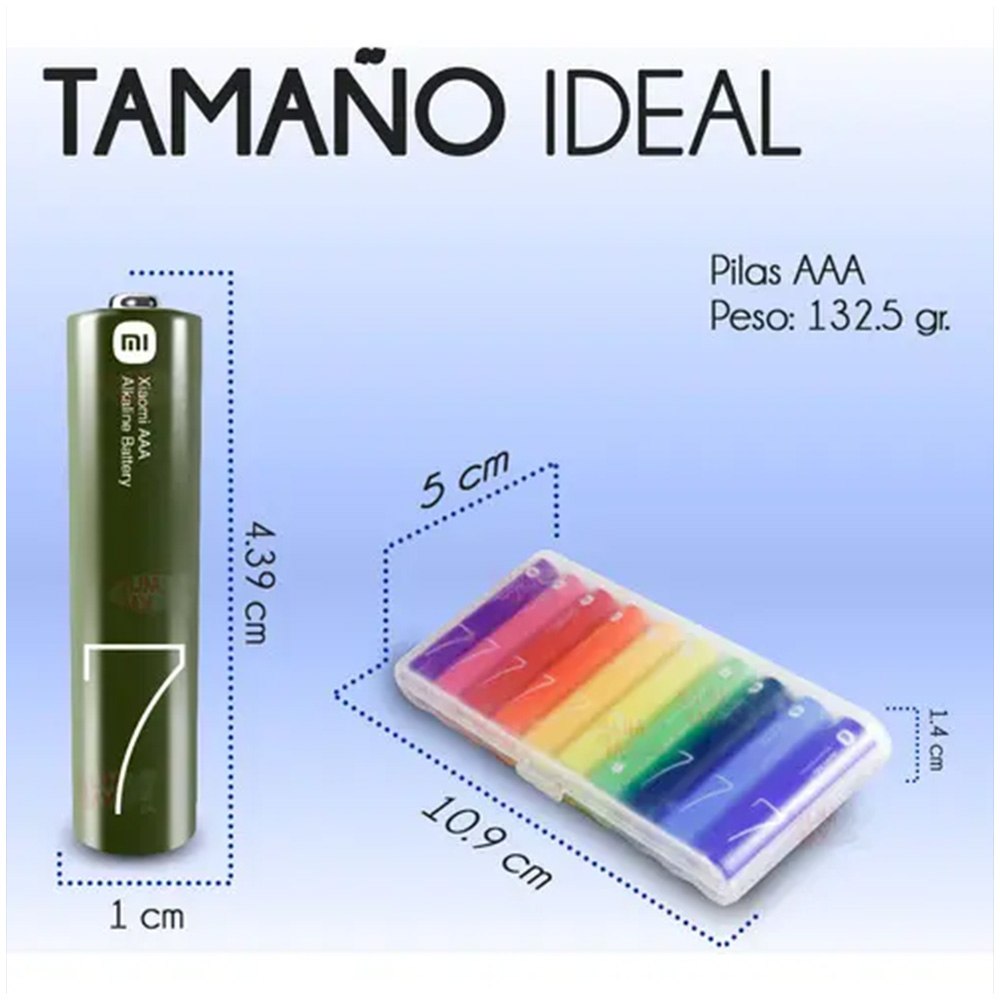 PACK DE 10 PILAS ALCALINAS AAA XIAOMI LR03 1.5V MULTICOLOR SANTOFA ELECTRONICS S2125 - 6