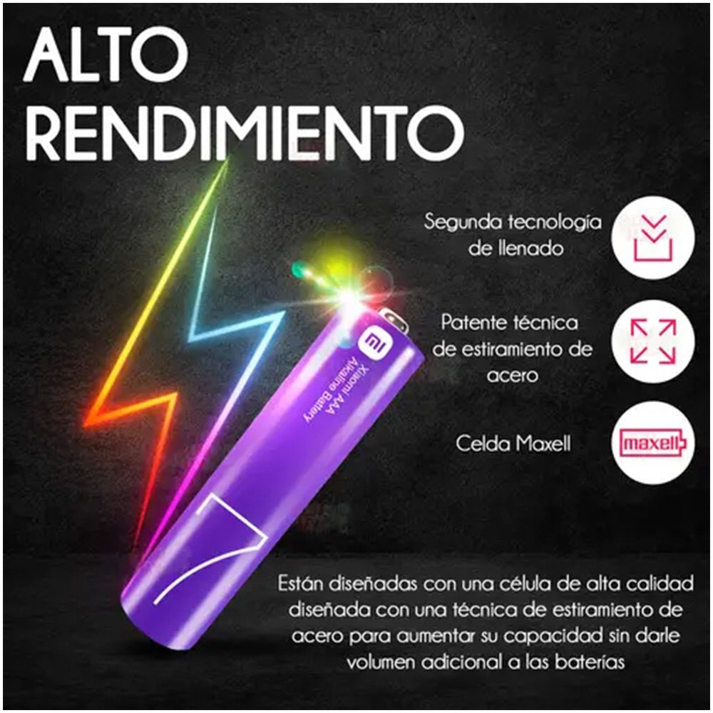 PACK DE 10 PILAS ALCALINAS AAA XIAOMI LR03 1.5V MULTICOLOR SANTOFA ELECTRONICS S2125 - 7