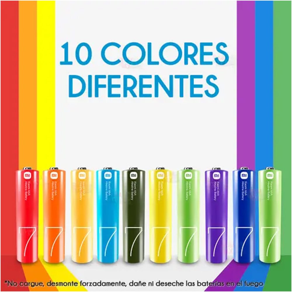 PACK DE 10 PILAS ALCALINAS AAA XIAOMI LR03 1.5V MULTICOLOR SANTOFA ELECTRONICS S2125 - 8