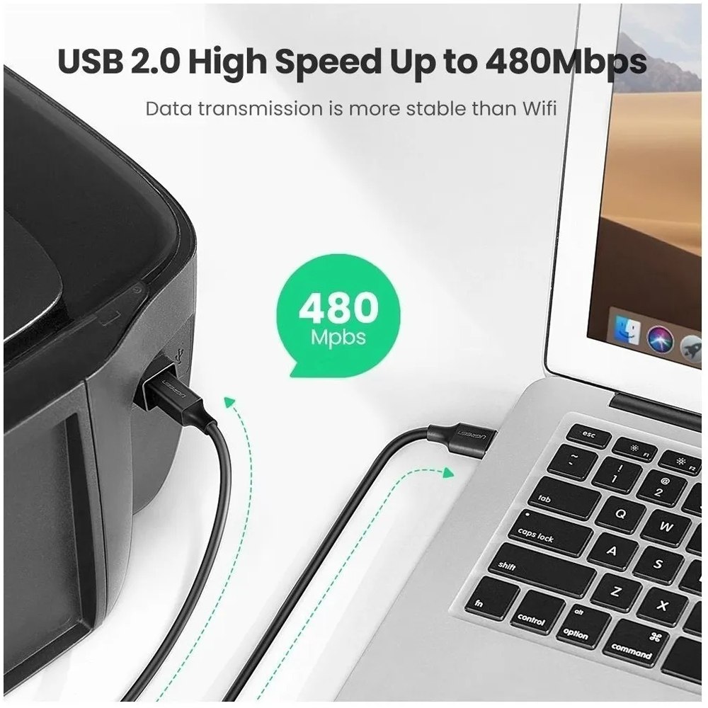 CABLE USB PARA IMPRESORA UGREEN 1.5 METROS USB 2.0 A A B 480 MBPS ALTA VELOCIDAD SANTOFA ELECTRONICS S2100 - 8