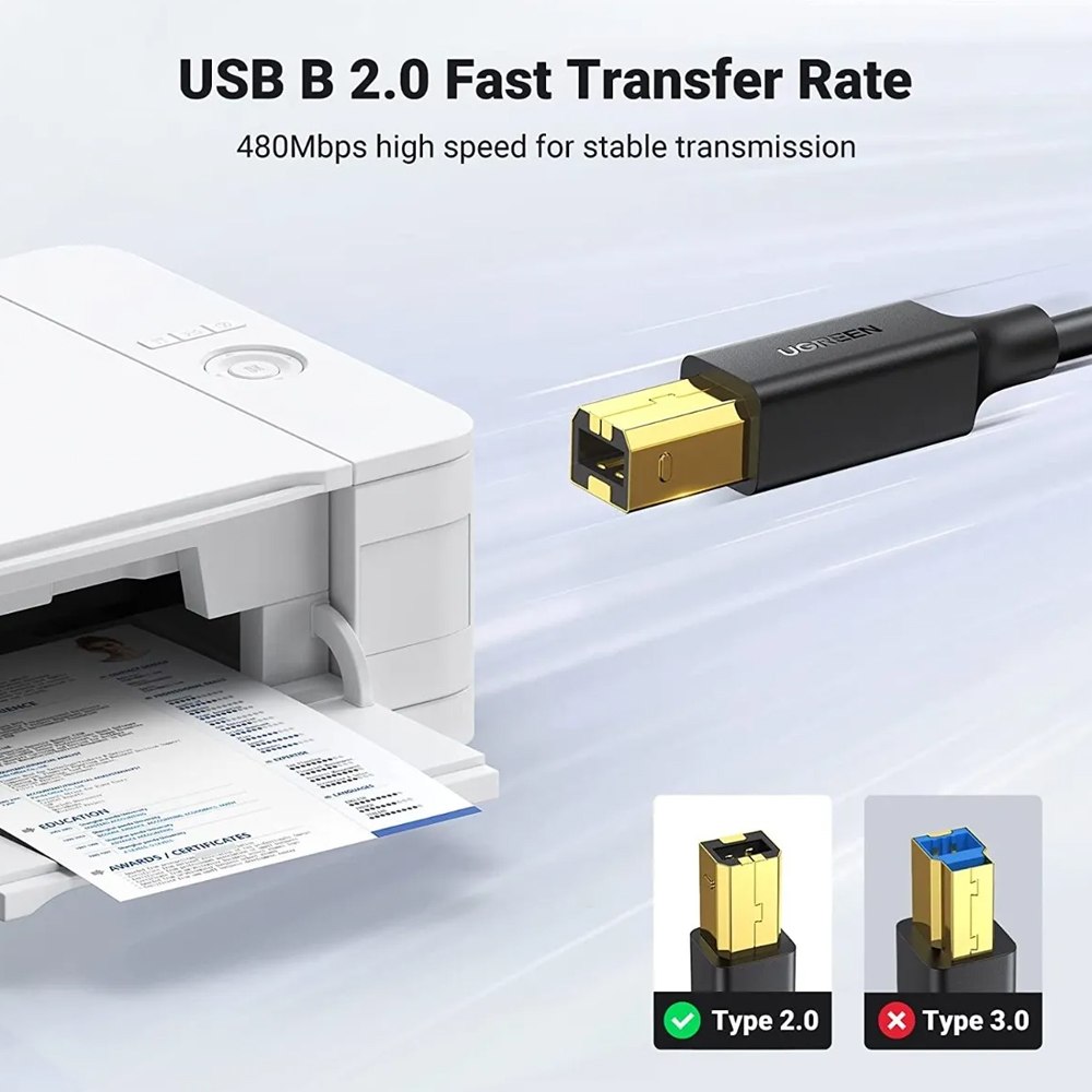 CABLE USB PARA IMPRESORA UGREEN 1.5 METROS USB 2.0 A A B 480 MBPS ALTA VELOCIDAD SANTOFA ELECTRONICS S2100 - 9