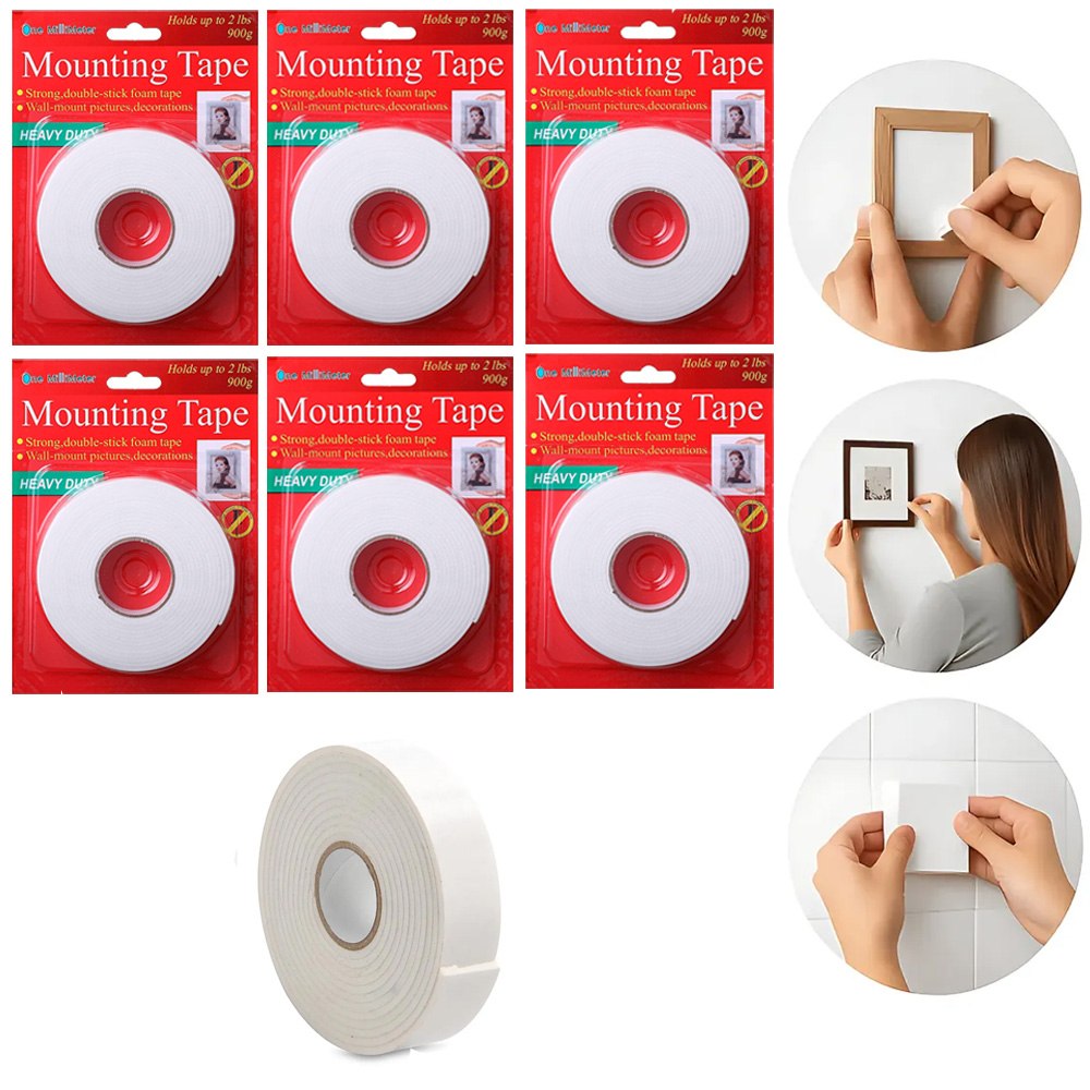 6 CINTAS DE MONTAJE DE DOBLE CONTACTO HEAVY DUTY (900G) 18 MM X 5 YARDAS SANTOFA ELECTRONICS S2115 - 5