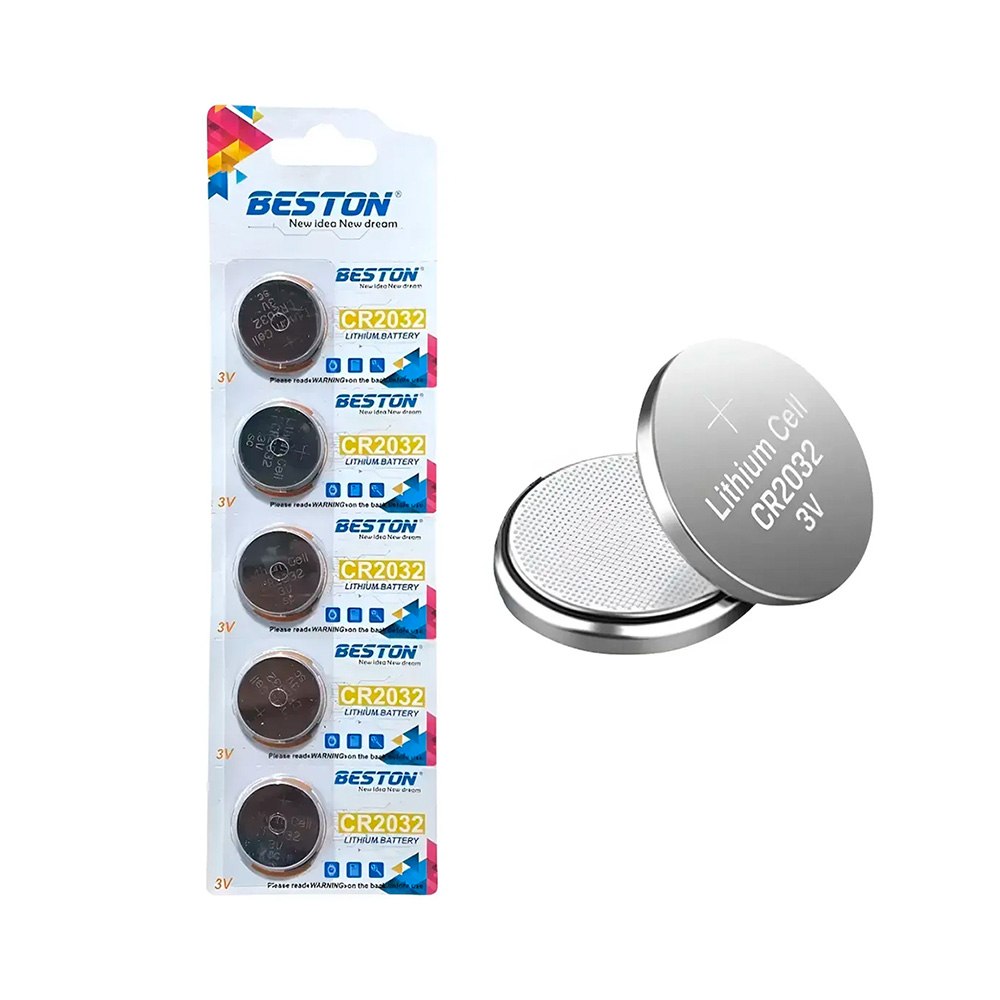 CAJA DE PILAS DE LITIO 3V BESTON CR2032 100 UNIDADES PILA TIPO BOTON SANTOFA ELECTRONICS S2116 - 1