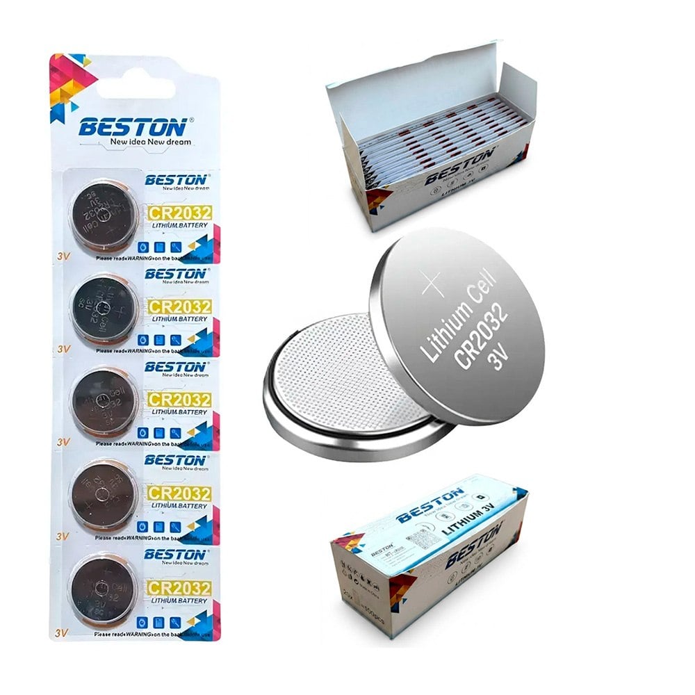 CAJA DE PILAS DE LITIO 3V BESTON CR2032 100 UNIDADES PILA TIPO BOTON SANTOFA ELECTRONICS S2116 - 5