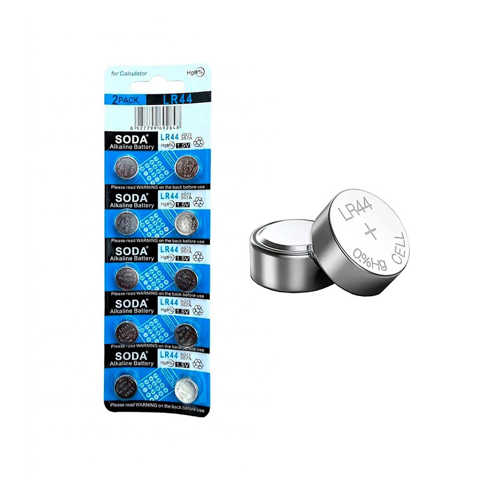 CAJA DE 200 PILAS ALCALINAS SODA LR44H 1.5V AG13 TIPO BOTÓN SANTOFA ELECTRONICS S2117 - 1