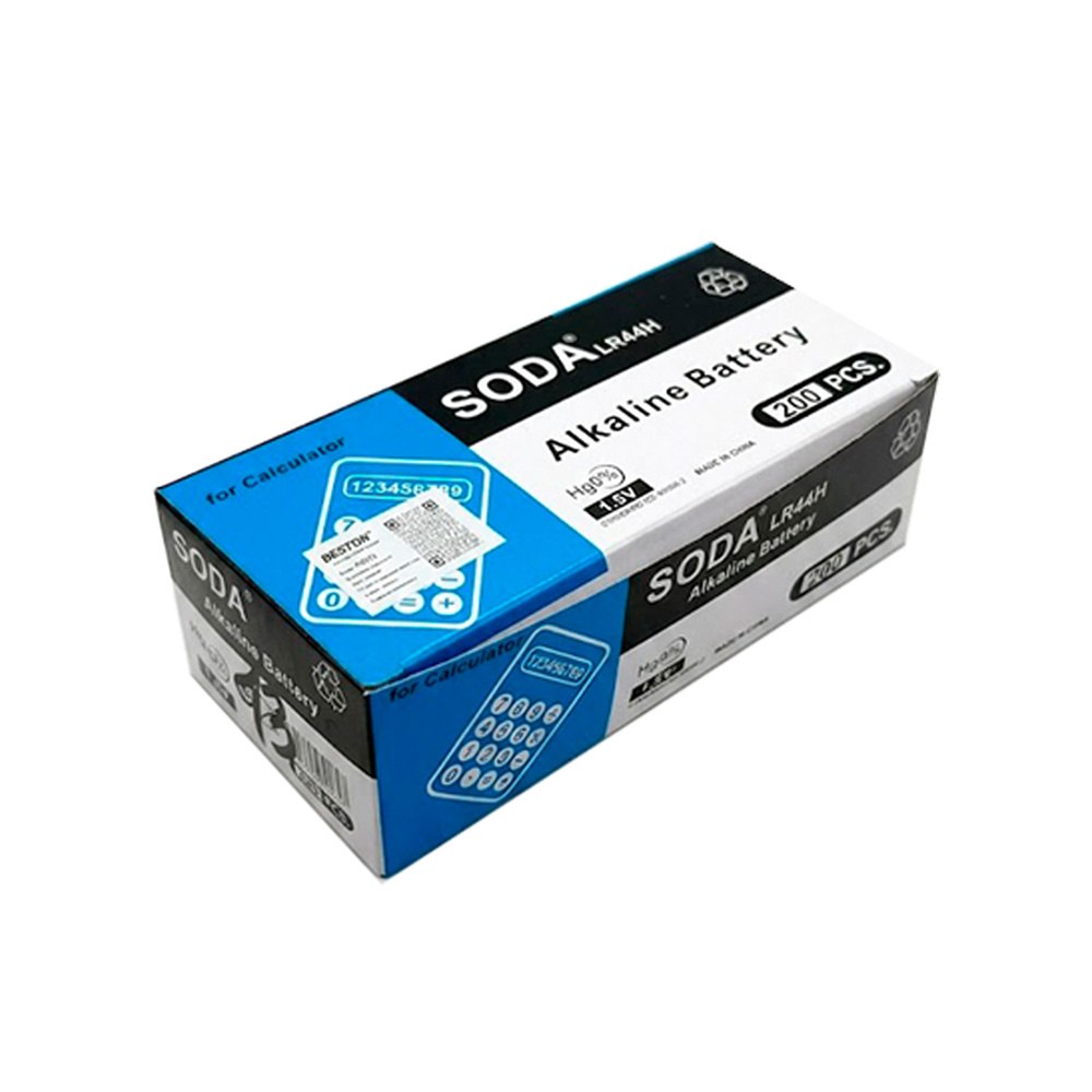 CAJA DE 200 PILAS ALCALINAS SODA LR44H 1.5V AG13 TIPO BOTÓN SANTOFA ELECTRONICS S2117 - 4