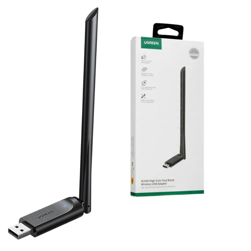 ADAPTADOR WI-FI USB UGREEN AX900 WI-FI 6 DOBLE BANDA CON ANTENA 6DBI CM763 SANTOFA ELECTRONICS S2128 - 1