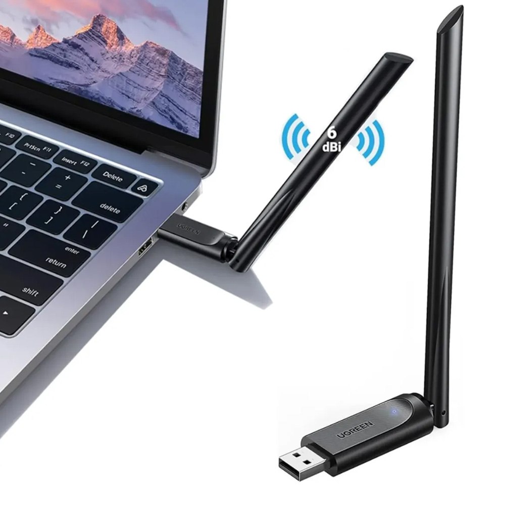 ADAPTADOR WI-FI USB UGREEN AX900 WI-FI 6 DOBLE BANDA CON ANTENA 6DBI CM763 SANTOFA ELECTRONICS S2128 - 2