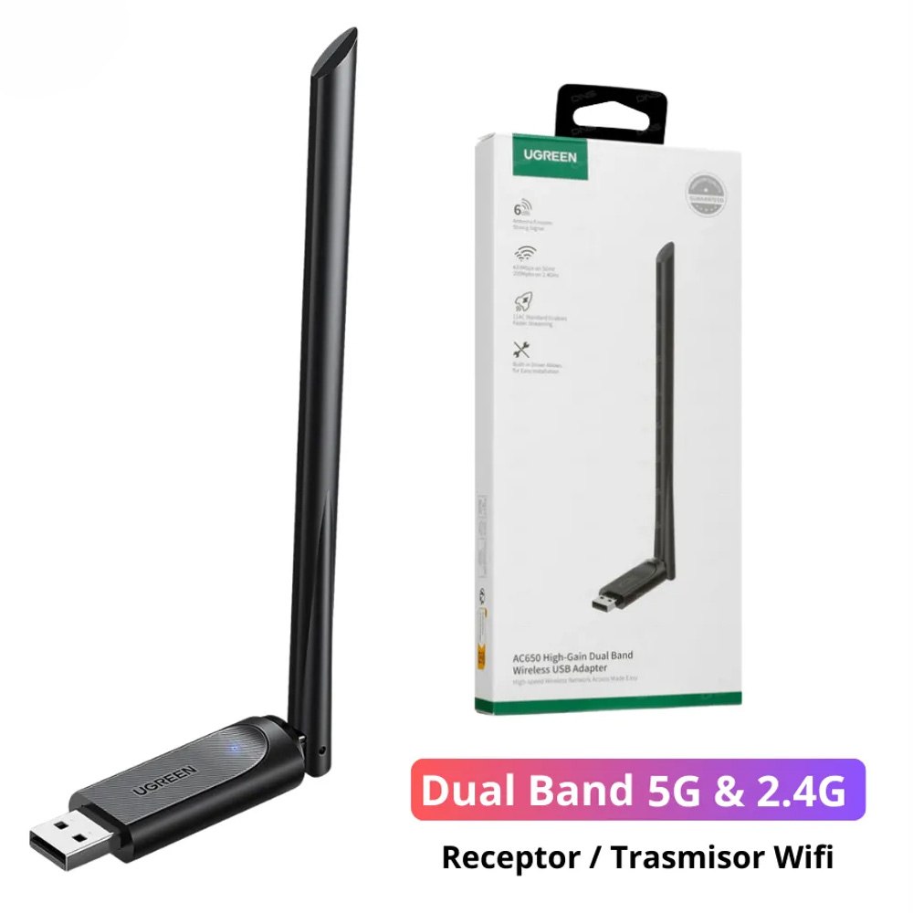 ADAPTADOR WI-FI USB UGREEN AX900 WI-FI 6 DOBLE BANDA CON ANTENA 6DBI CM763 SANTOFA ELECTRONICS S2128 - 4