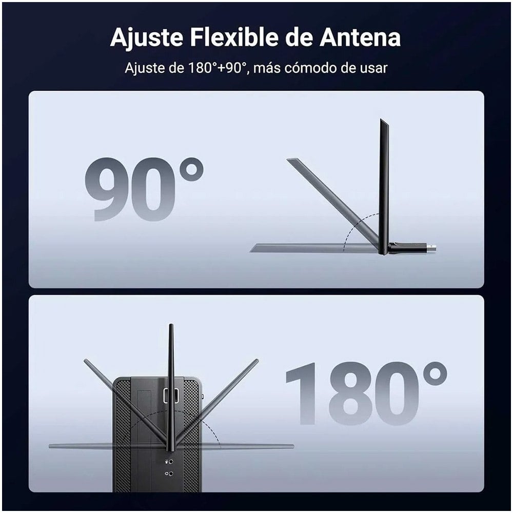 ADAPTADOR WI-FI USB UGREEN AX900 WI-FI 6 DOBLE BANDA CON ANTENA 6DBI CM763 SANTOFA ELECTRONICS S2128 - 5