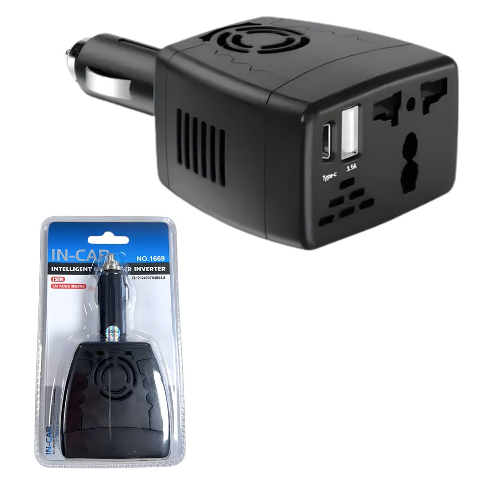 INVERSOR DE CORRIENTE PARA AUTO DE 150W ONDA SINUSOIDAL MODIFICADA 12V A 220V SANTOFA ELECTRONICS S2129 - 2