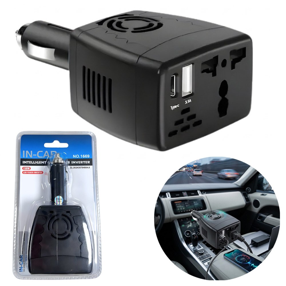 INVERSOR DE CORRIENTE PARA AUTO DE 150W ONDA SINUSOIDAL MODIFICADA 12V A 220V SANTOFA ELECTRONICS S2129 - 3