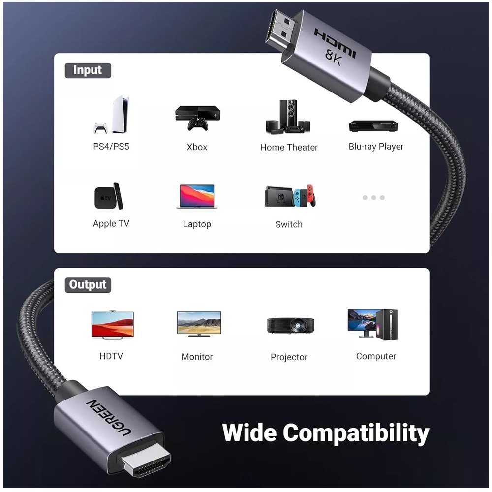 CABLE HDMI 2.1 UGREEN ULTRA HIGH SPEED 8K 60HZ 4K 240HZ 10 METROS SANTOFA  ELECTRONICS S2130 - 7