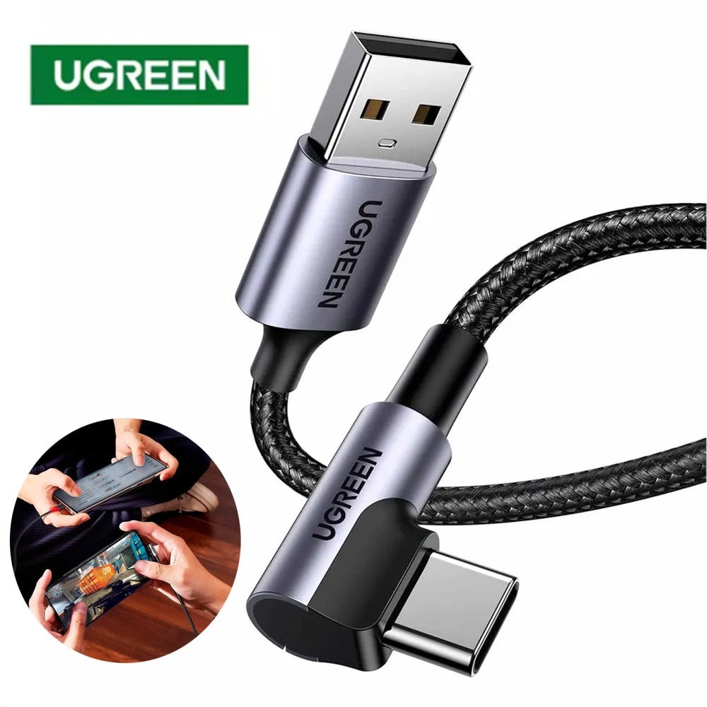 CABLE UGREEN USB-A A USB-C 3.0 CON ÁNGULO DE 90° CARGA RÁPIDA 1 METRO SANTOFA ELECTRONICS  S2132 - 3