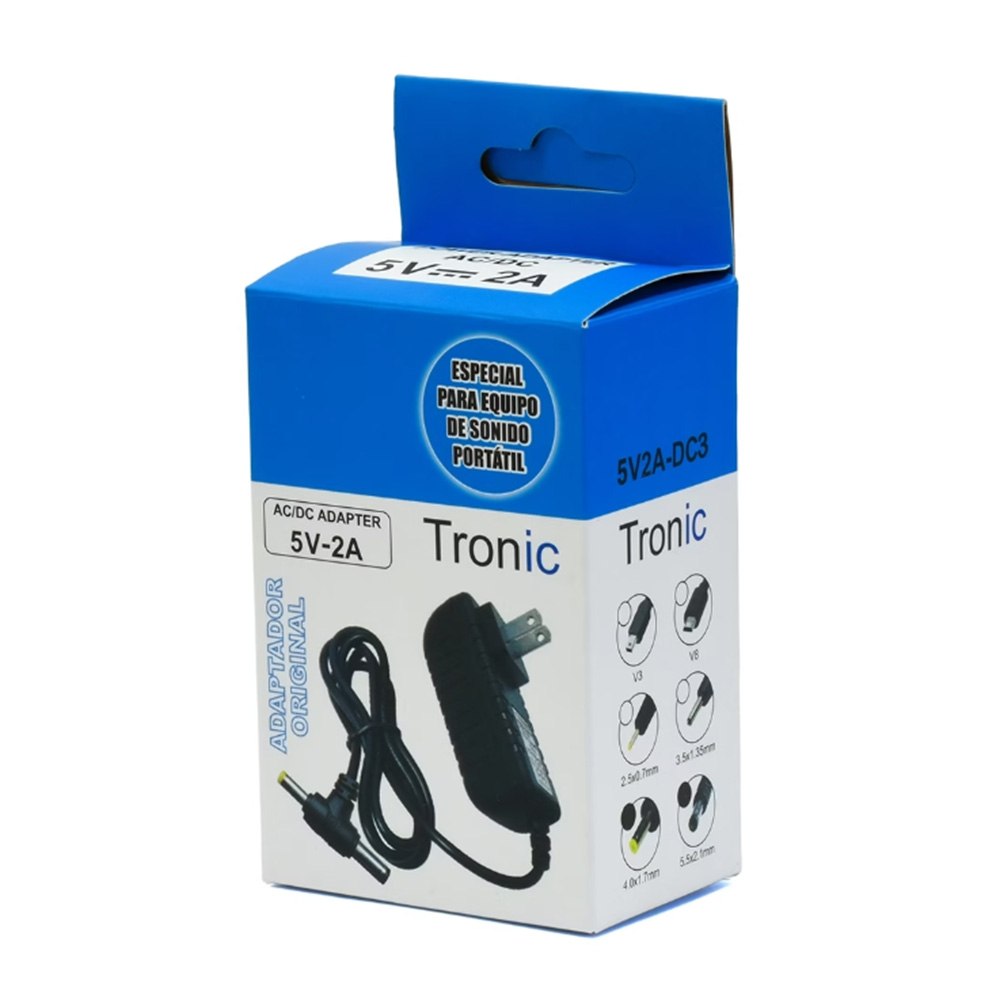 ADAPTADOR DE CORRIENTE 5V 2A TRONIC VOLTAJE REGULADO CON DOBLE PUNTA (MODELO 5V2A-DC3) SANTOFA ELECTRONICS S2133 - 4