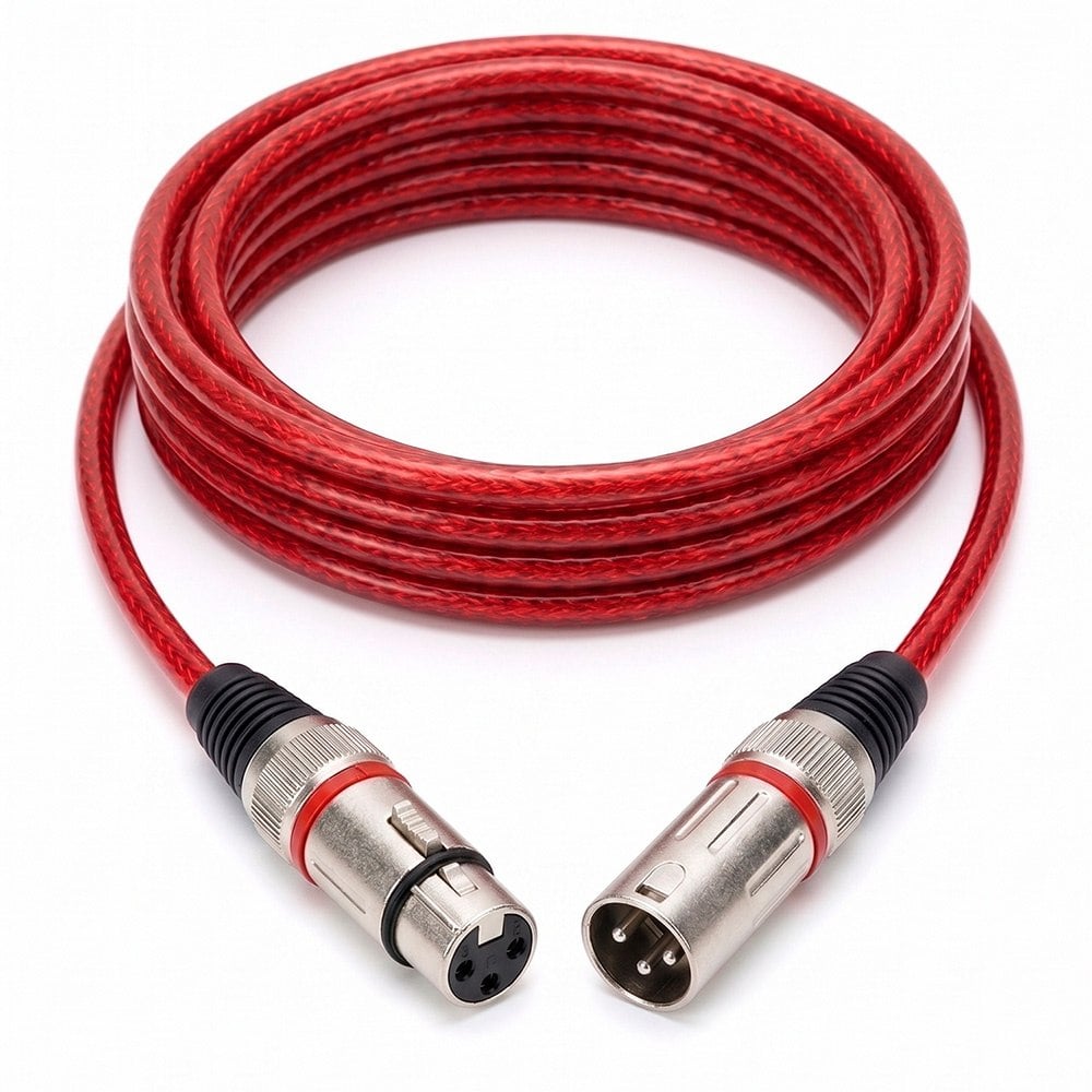 CABLE DE AUDIO PROFESIONAL CANON XLR MACHO A CANON XLR HEMBRA DE ALTA FIDELIDAD 5 METROS ROJO SANTOFA ELECTRONICS S2140 - 1