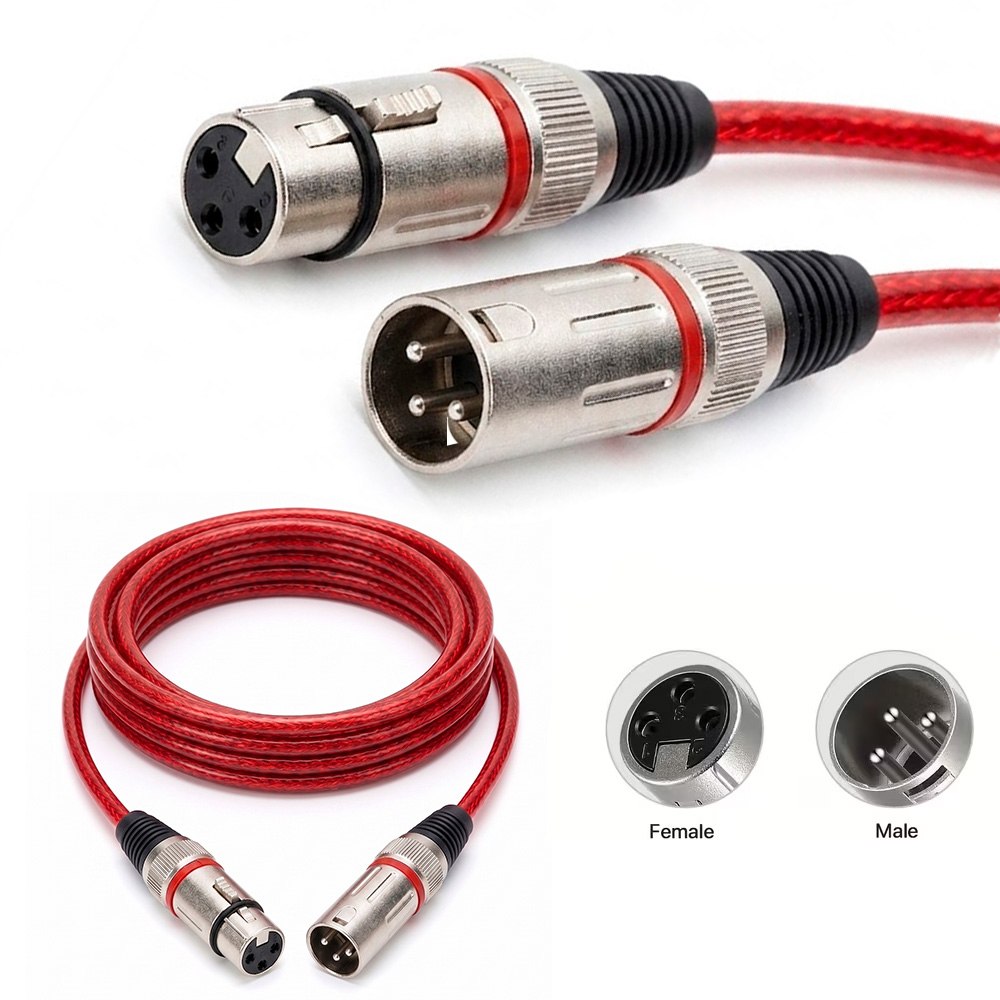 CABLE DE AUDIO PROFESIONAL CANON XLR MACHO A CANON XLR HEMBRA DE ALTA FIDELIDAD 5 METROS ROJO SANTOFA ELECTRONICS S2140 - 3