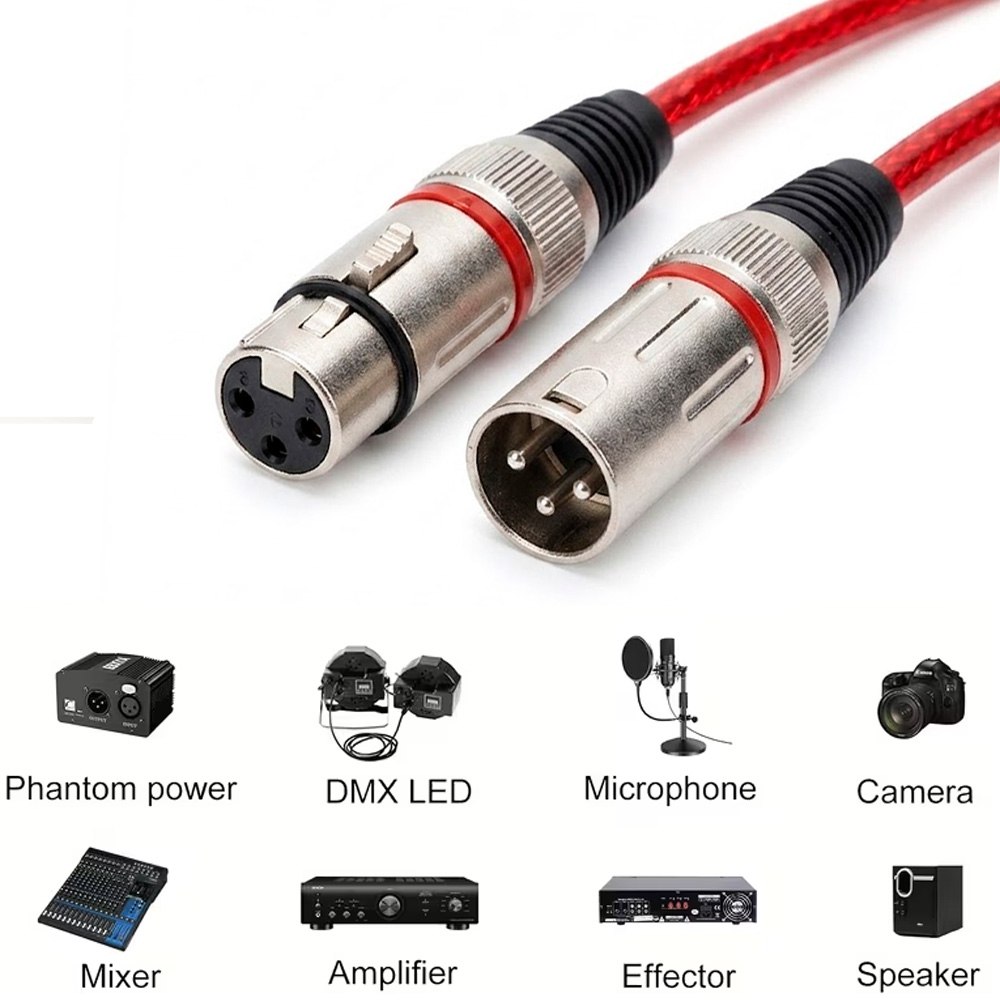 CABLE DE AUDIO PROFESIONAL CANON XLR MACHO A CANON XLR HEMBRA DE ALTA FIDELIDAD 5 METROS ROJO SANTOFA ELECTRONICS S2140 - 4