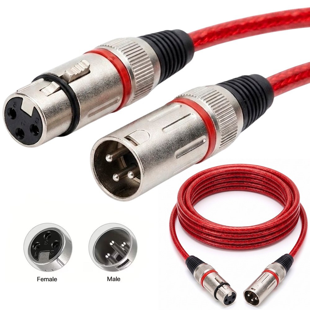 CABLE DE AUDIO PROFESIONAL CANON XLR MACHO A CANON XLR HEMBRA DE ALTA FIDELIDAD 5 METROS ROJO SANTOFA ELECTRONICS S2140 - 5