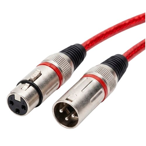 CABLE DE AUDIO PROFESIONAL CANON XLR MACHO A CANON XLR HEMBRA DE ALTA FIDELIDAD 10 METROS ROJO SANTOFA ELECTRONICS S2141 - 1