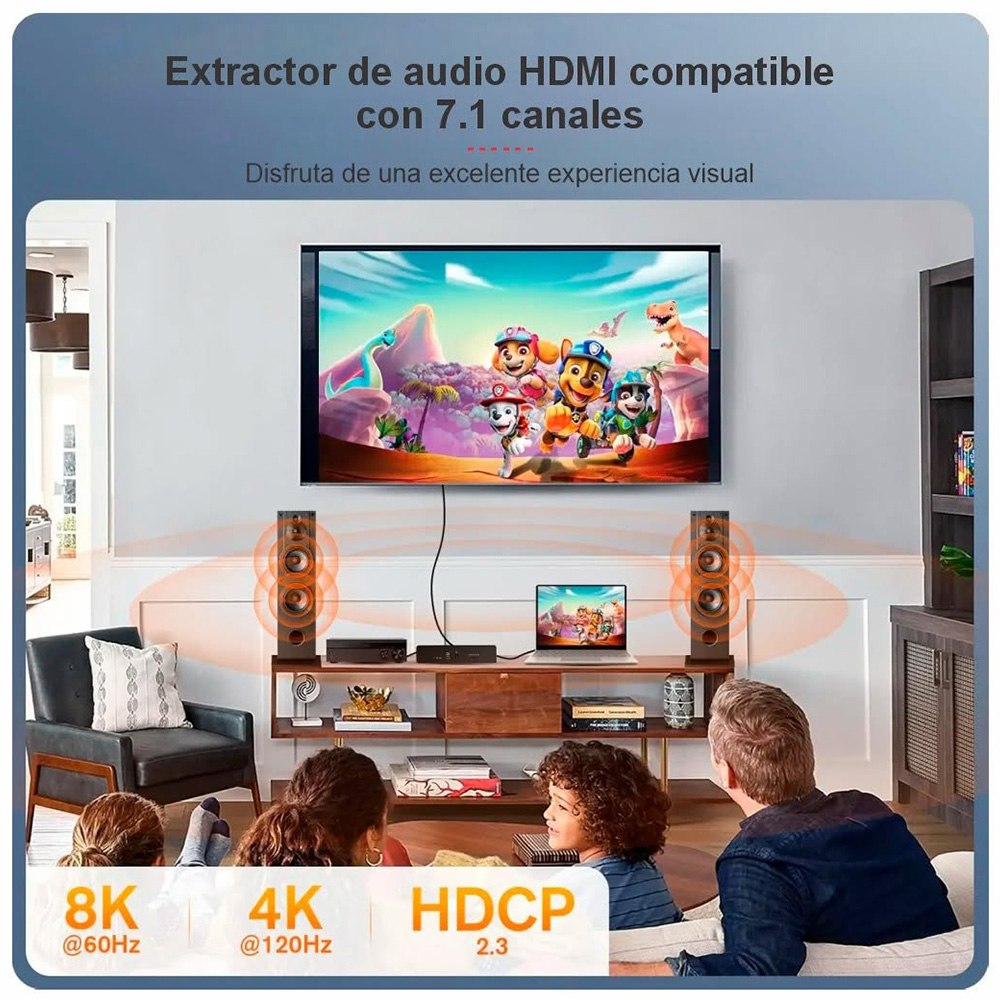 EXTRACTOR DE AUDIO HDMI 2.1 PROFESIONAL 8K@60HZ 4K@144HZ CON EARC SANTOFA ELECTRONICS S2146 - 7