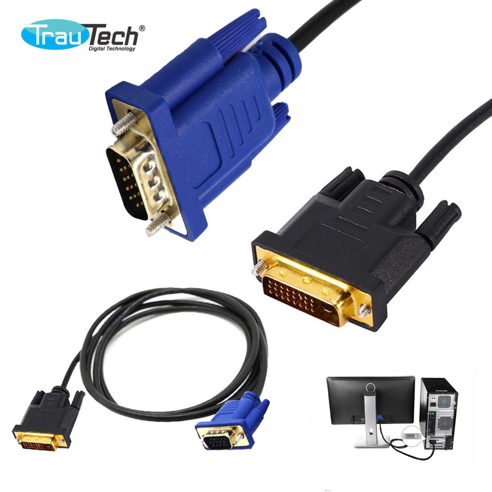 CABLE CONVERTIDOR DE VIDEO DVI 24+5 A VGA TRAUTECH 1.80 METROS SANTOFA ELECTRONICS S2149 - 3