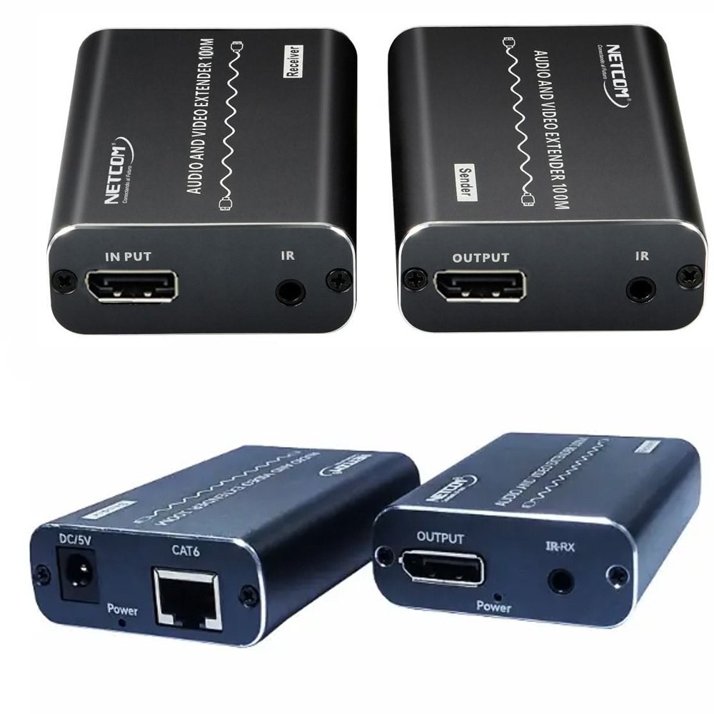 EXTENDER DISPLAYPORT 4K A 100 METROS NETCOM VÍA UTP RJ45 AUDIO Y VIDEO (PE-ED0100)  SANTOFA ELECTRONICS S2150 - 4