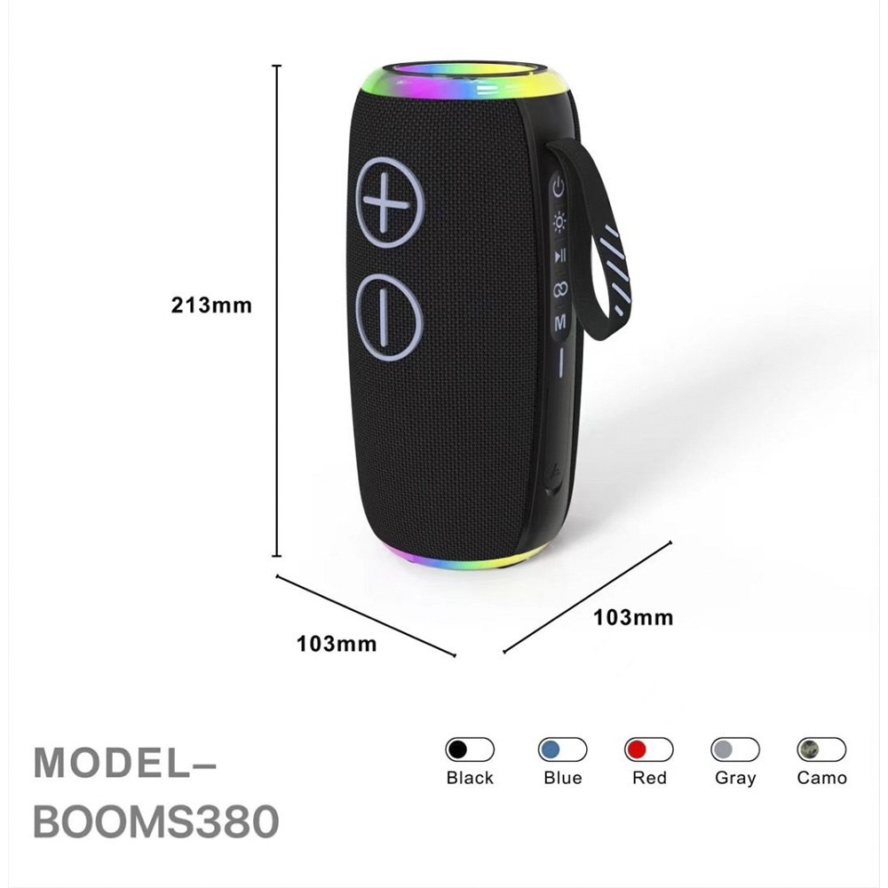 PARLANTE PORTÁTIL BLUETOOTH BOOMS380 X-BASS IMPERMEABLE IPX6 CON LUCES RGB SANTOFA ELECTRONICS S2155 - 6