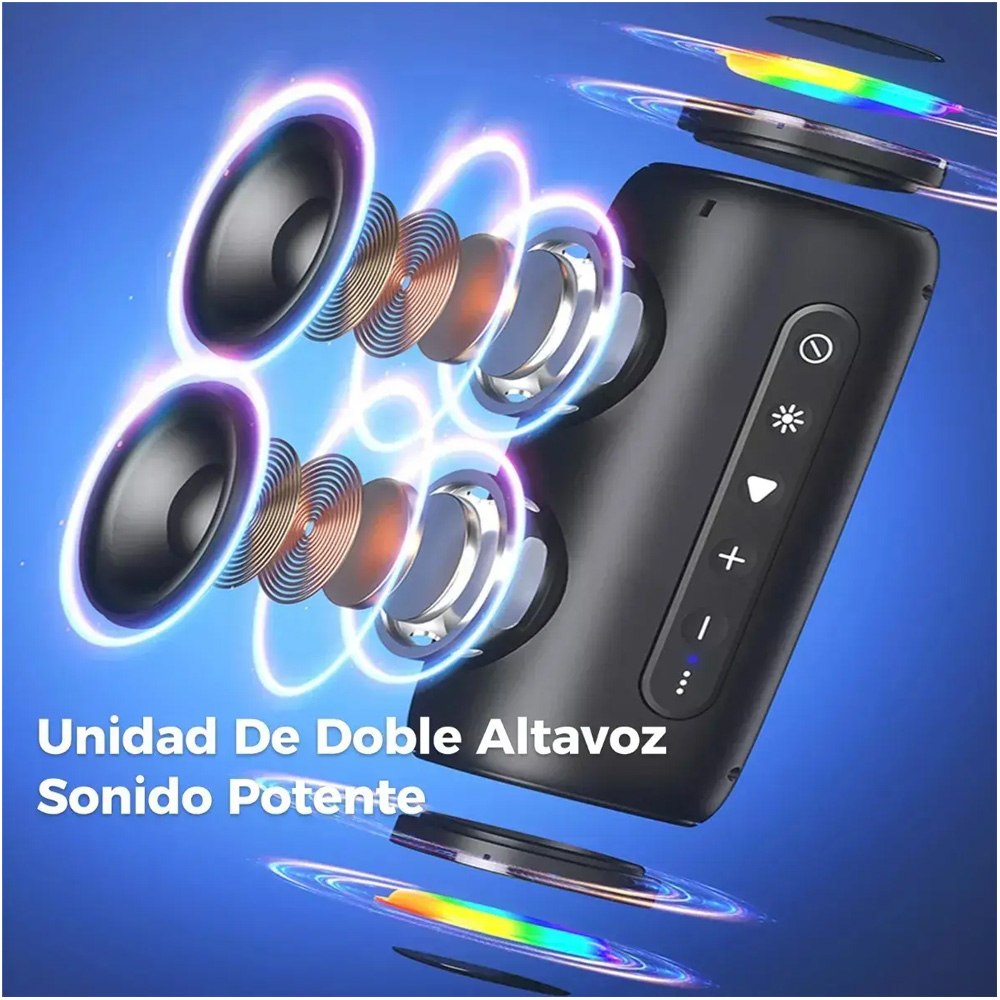 PARLANTE PORTÁTIL BLUETOOTH BOOMS380 X-BASS IMPERMEABLE IPX6 CON LUCES RGB SANTOFA ELECTRONICS S2155 - 7