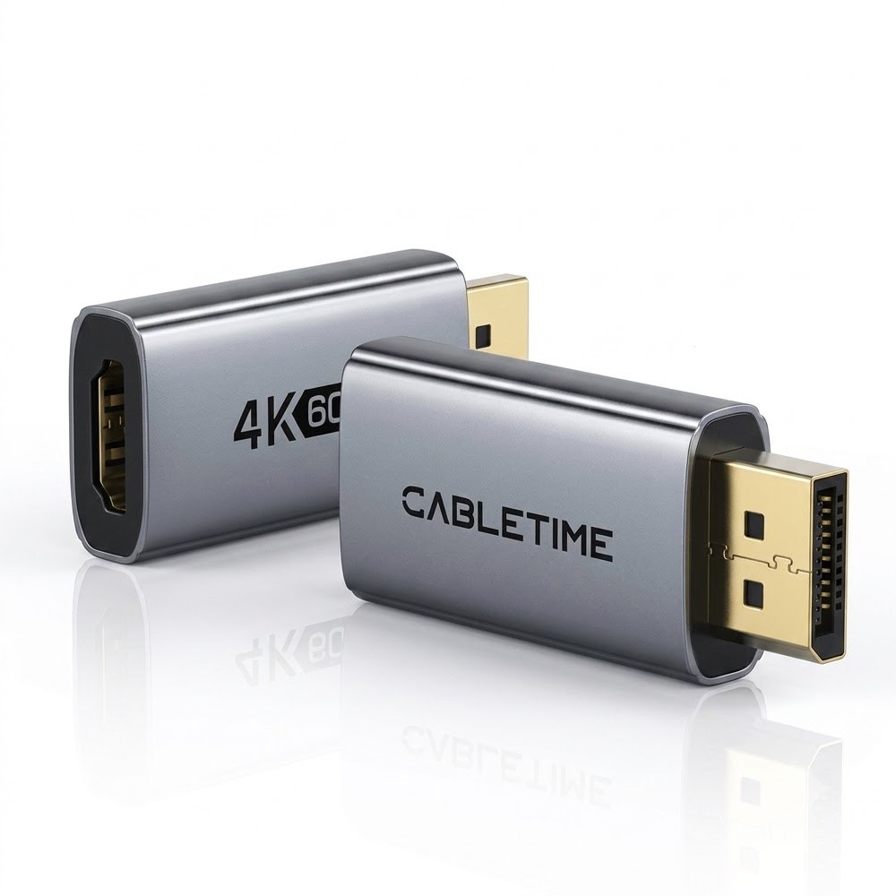ADAPTADOR DISPLAYPORT MACHO A HDMI HEMBRA 4K A 60HZ CABLETIME DE ALUMINIO SANTOFA ELECTRONICS S2170 - 1