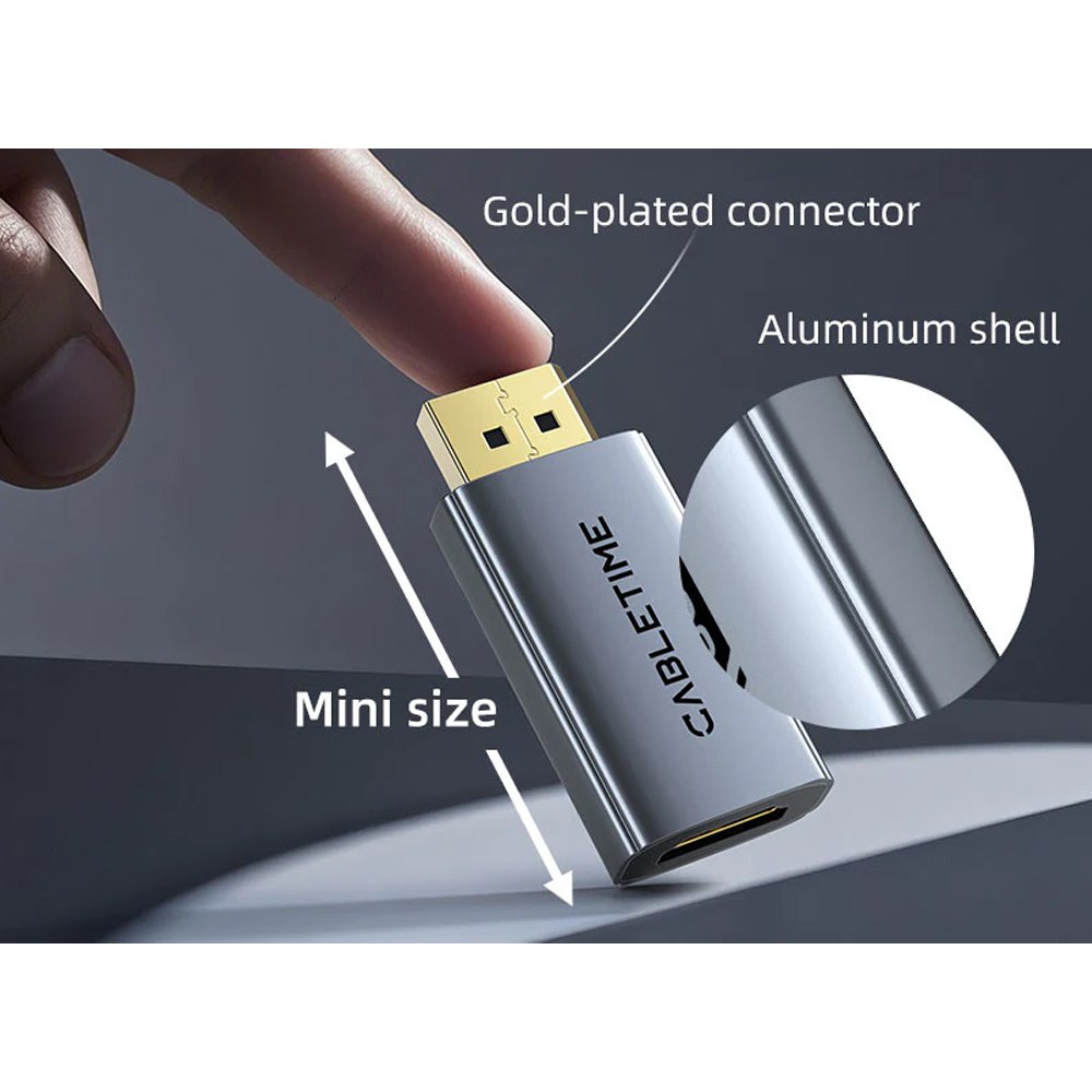 ADAPTADOR DISPLAYPORT MACHO A HDMI HEMBRA 4K A 60HZ CABLETIME DE ALUMINIO SANTOFA ELECTRONICS S2170 - 8